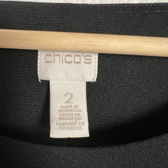 Chico’s Marion Black 3/4 Sleeve Lightweight Mesh Blouse Size US 12 - Picture 7 of 7